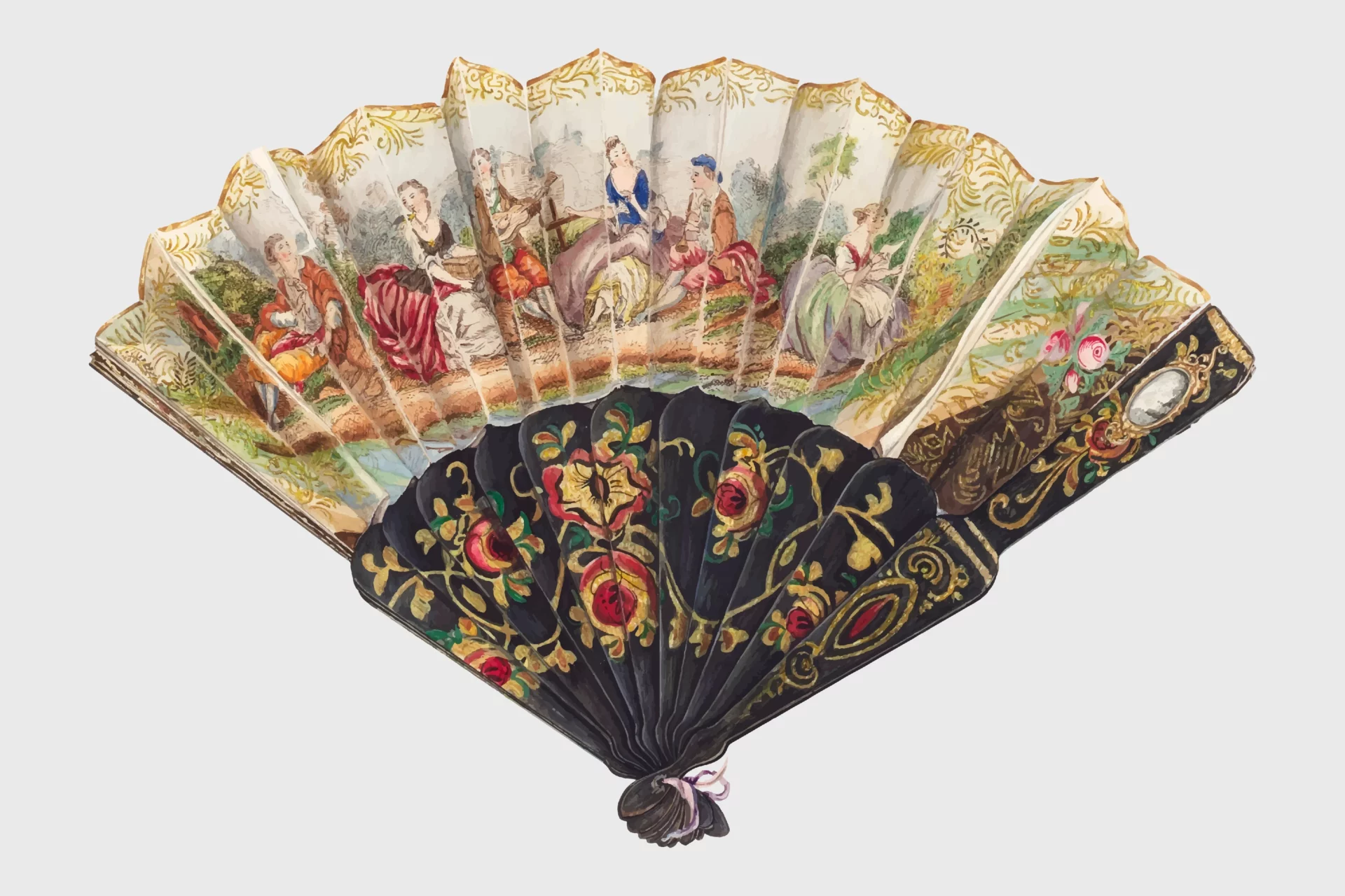 Kipas Tangan dengan Motif Tradisional